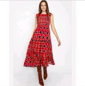 BANJANAN Red Sleeveless Maxi Long Dress Size M